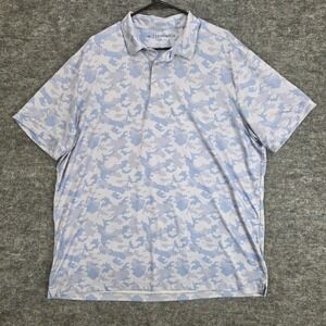 Mizzen Main Shirt Mens X Large Blue Camo Print Classic Fit Performance Golf Polo